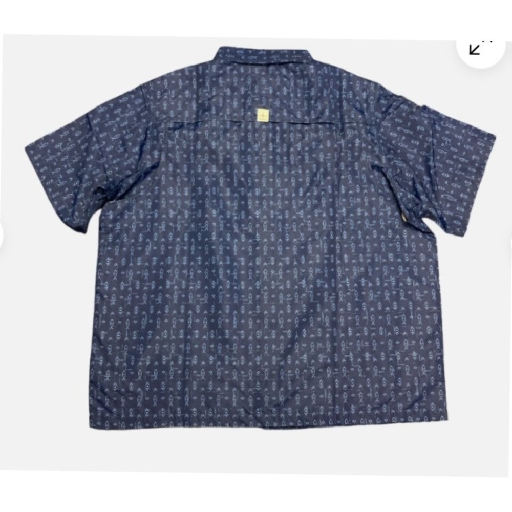 Habit Mens Blue Springs River Shirt XL Estate Blue‎ Tribal Fish UPF TS10479